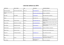 Liste Des Luthiers Lsc 2018