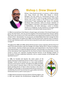 Bishop J. Drew Sheard Was Born on January 1, 1959 to Bishop John