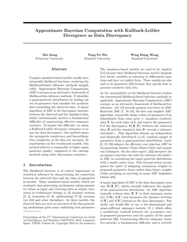 Approximate Bayesian Computation with Kullback-Leibler Divergence As Data Discrepancy