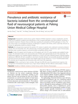 Prevalence and Antibiotic Resistance of Bacteria Isolated from The