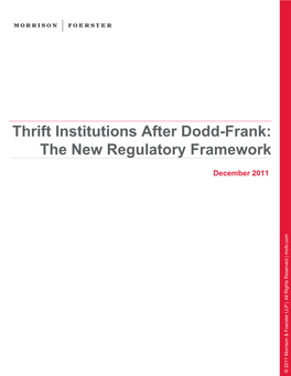 Thrift Institutions After Dodd-Frank: the New Regulatory Framework