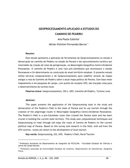 Geoprocessamento Aplicado a Estudos Do Caminho De Peabiru