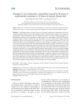 Changes in Ant Community Composition Caused by 20 Years of Experimental Warming Vs