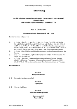Verordnung Des Sächsischen Staatsministeriums Für Umwelt Und Landwirtschaft Über Die Jagdabgabe (Jagdabgabevo) Vom 22