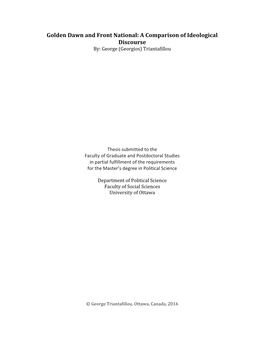 Golden Dawn and Front National: a Comparison of Ideological Discourse By: George (Georgios) Triantafillou