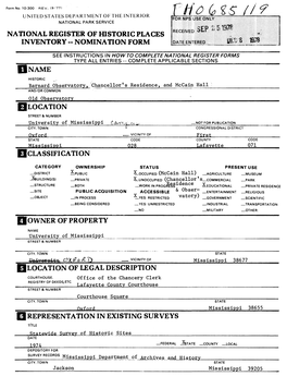 National Register of Historic Places Inventory -- Nomination Form