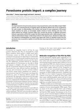 Peroxisome Protein Import: a Complex Journey