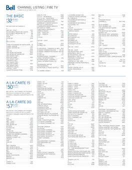 Channel Listing Fibe Tv Current As of October 15, 2015