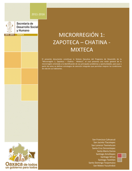 Microrregión 1: Zapoteca – Chatina - Mixteca