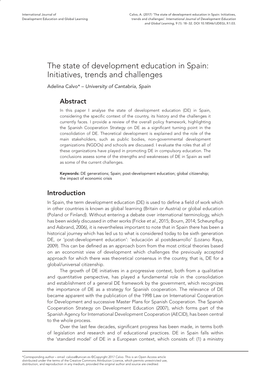The State of Development Education in Spain: Initiatives, Trends and Challenges