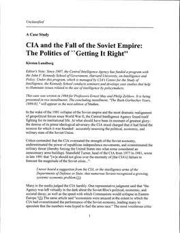 CIA and the Fall of the Soviet Empire: the Politics of 