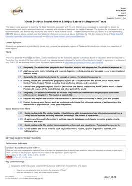 Grade 04 Social Studies Unit 01 Exemplar Lesson 01: Regions of Texas