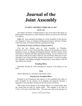Journal of the Joint Assembly