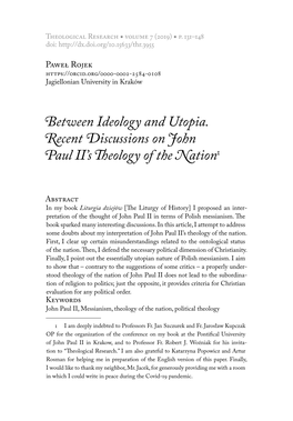 Between Ideology and Utopia. Recent Discussions on John Paul II's