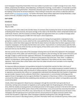 World War I Newspaper Correspondence Index