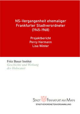 Projektbericht NS-Vergangenheit Ehemaliger Frankfurter Stadtverordneter External Link