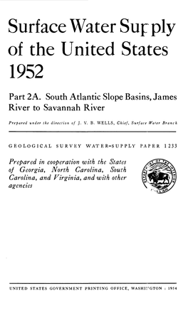 Surface Water Supply of the United States 1952