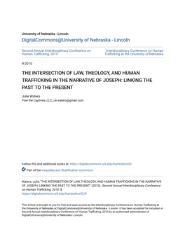 The Intersection of Law, Theology, and Human Trafficking in the Narrative of Joseph: Linking the Past to the Present