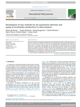 Development of New Methods for the Quantitative Detection and Typing of Lactobacillus Parabuchneri in Dairy Products