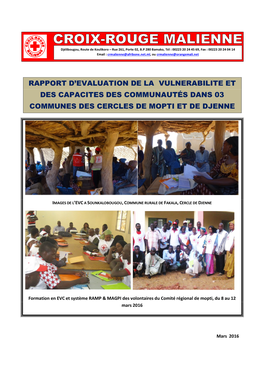 Rapport D'evaluation De La Vulnerabilite Et Des Capacites Des Communautés Dans 03 Communes Des Cercles De Mopti Et De Djenne