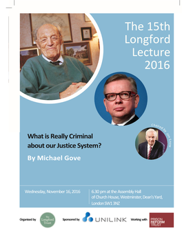 The 15Th Longford Lecture 2016