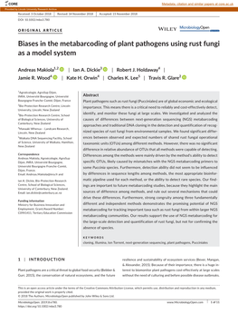 Biases in the Metabarcoding of Plant Pathogens Using Rust Fungi As a Model System