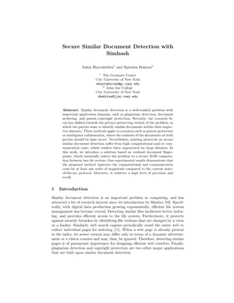 Secure Similar Document Detection with Simhash