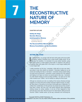 Chapter 7: the Reconstructive Nature of Memory 157 Copyright ©2018 by SAGE Publications, Inc