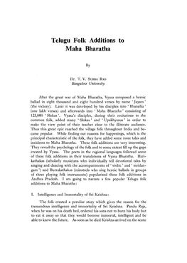 Telugu Folk Additions to Maha Bharatha