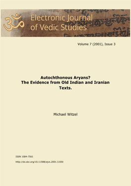 Autochthonous Aryans? the Evidence from Old Indian and Iranian Texts