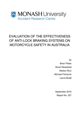 Evaluation of the Effectiveness of Anti-Lock Braking Systems on Motorcycle Safety in Australia