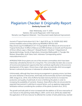 Plagiarism Checker X Originality Report Similarity Found: 19%