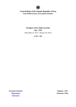 Central Bank of the Islamic Republic of Iran Producer Price Index in Iran