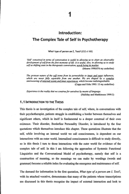 Introduction: the Complex Tale of Self in Psychotherapy