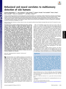 Behavioral and Neural Correlates to Multisensory Detection of Sick Humans