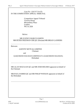 1262/5/7/16 Agents' Mutual Ltd V Gascoigne Halman Ltd (T/A