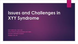 Issues and Challenges in XYY Syndrome
