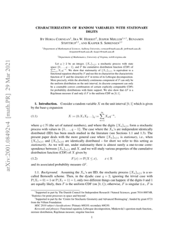 Arxiv:2001.08492V4 [Math.PR] 29 Mar 2021 1.1