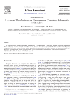 A Review of Rhynchosia Section Cyanospermum (Phaseoleae, Fabaceae) in South Africa ⁎ A.N