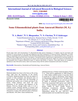 Some Ethnomedicinal Plants from Amravati District (M. S.) India