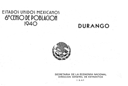 Estado Unidos Mexicanos 6 Censo De Población 1940 Durango