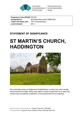St. Martin's Church, Haddington Statement of Significance