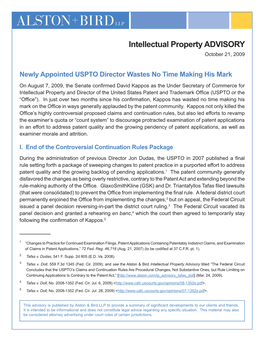 Intellectual Property ADVISORY October 21, 2009