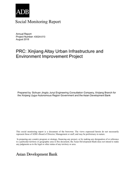 Xinjiang Altay Urban Infrastructure and Environment Improvement Project