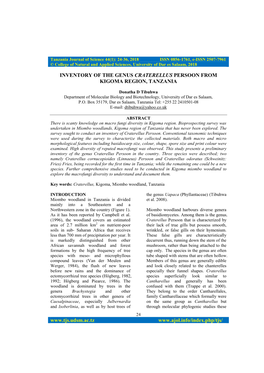 Inventory of the Genus Craterellus from Tanzania