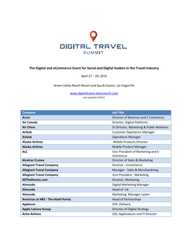 The Digital and Ecommerce Event for Social and Digital Leaders in the Travel Industry
