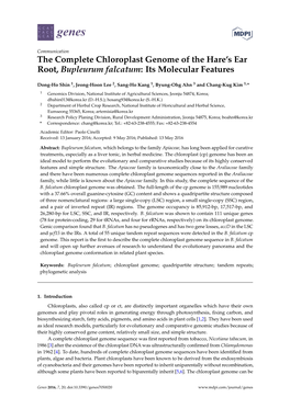 The Complete Chloroplast Genome of the Hare's Ear Root, Bupleurum