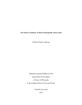 The Surface Chemistry of Metal Chalcogenide Nanocrystals