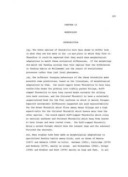 CHAPTER 12 MORPHOLOGY 281.The Three Species of Thornbills Have Been Shown to Differ Less in What They Eat but More in the Way An