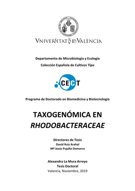 Taxogenómica En Rhodobacteraceae